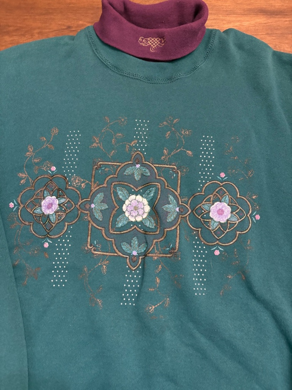 Vintage Floral Embroidered Crewneck Sweatshirt - Picture 2 of 8
